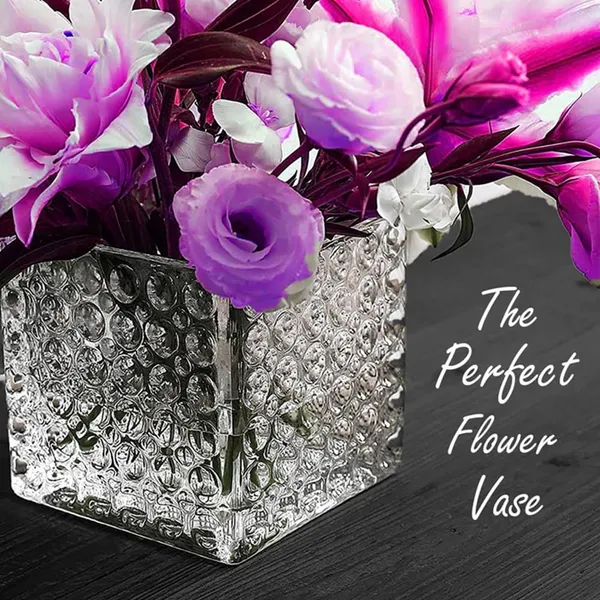 Pack_of_1,Wide_Mouth_Square_Cube_Flower_Vase_Bubble_Design_Candle_Holder_Glass_Flower_Vases_for_Home_Decor_4_Inch,_Transparent