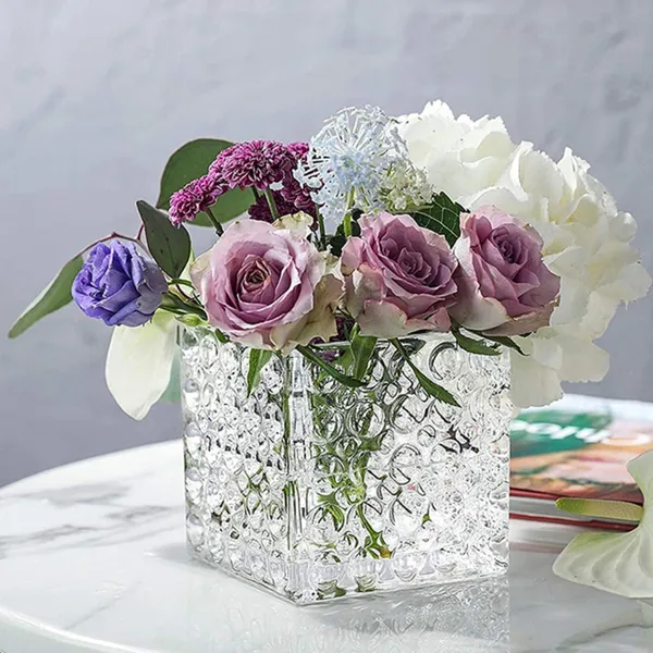 Pack_of_1,Wide_Mouth_Square_Cube_Flower_Vase_Bubble_Design_Candle_Holder_Glass_Flower_Vases_for_Home_Decor_4_Inch,_Transparent
