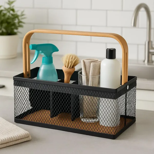 Multipurpose_Metal_Mesh_Cutlery_&_Desk_Organizer_Caddy_with_Wooden_Handle_�_Durable_Countertop_Storage_for_Kitchen_Utensils,_Stationery,_Dining_Tables_&_Office_Desks,_Black