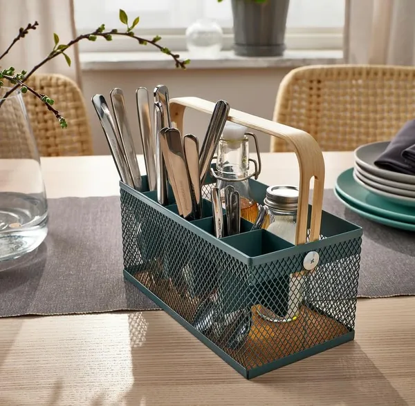 Multipurpose_Metal_Mesh_Cutlery_&_Desk_Organizer_Caddy_with_Wooden_Handle_�_Durable_Countertop_Storage_for_Kitchen_Utensils,_Stationery,_Dining_Tables_&_Office_Desks,_Green