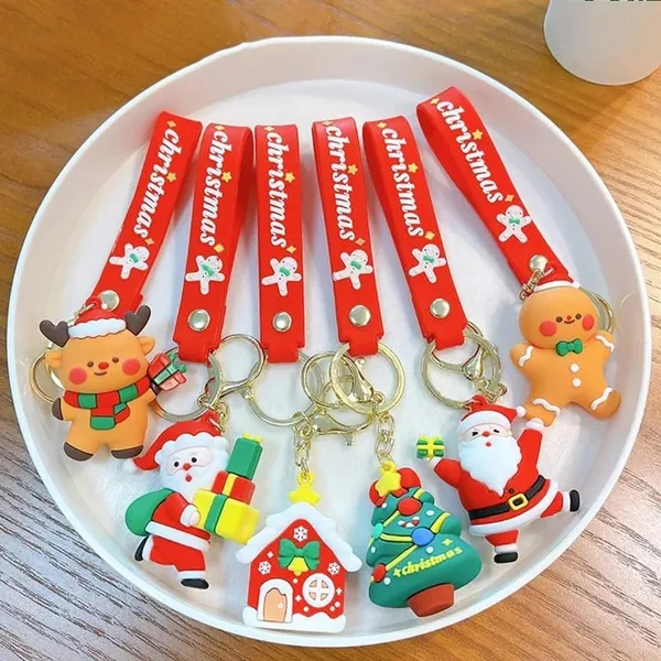 Set_of_2,_3D_Christmas_Theme_Cute_Keychain_Bag_Keychain_Key_Holder_Christmas_Party_Gift_Giveaways_Pendants_Key_Chain_Gifts,_Multicolor
