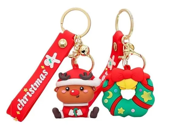 Set_of_2,_3D_Christmas_Theme_Cute_Keychain_Bag_Keychain_Key_Holder_Christmas_Party_Gift_Giveaways_Pendants_Key_Chain_Gifts,_Multicolor