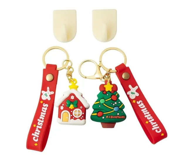 Set_of_2,_Merry_Christmas_Theme_Cute_Keychain_Bag_Keychain_Key_Holder_Christmas_Party_Gift_Giveaways_Pendants_Key_Chain_Gifts,_Multicolor