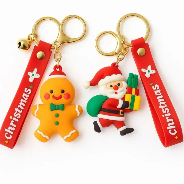 2_pcs_Merry_Christmas_Theme_Cute_Keychain_Bag_Keychain_Key_Holder_Christmas_Party_Gift_Giveaways_Pendants_Key_Chain_Gifts,_Multicolor