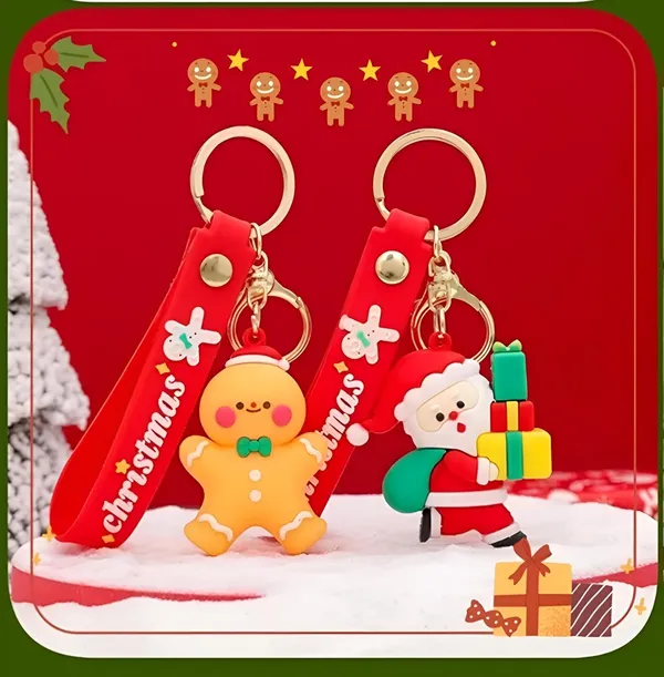 2_pcs_Merry_Christmas_Theme_Cute_Keychain_Bag_Keychain_Key_Holder_Christmas_Party_Gift_Giveaways_Pendants_Key_Chain_Gifts,_Multicolor