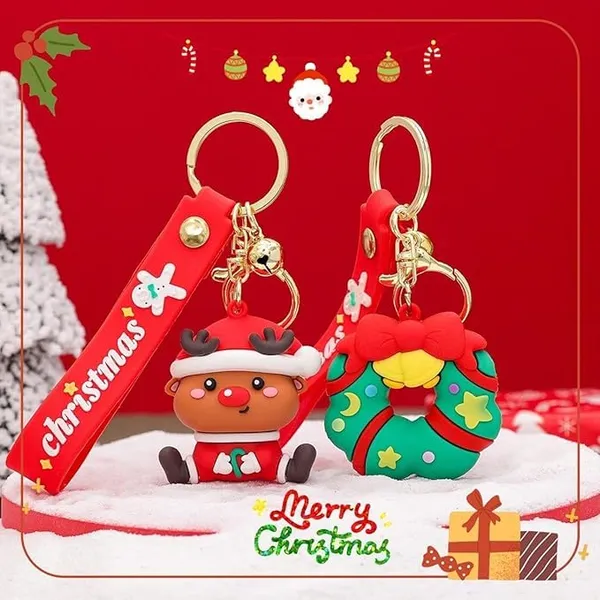 6_Pieces_,_Christmas_Theme_Cute_Keychain_Bag_Keychain_Key_Holder_Christmas_Party_Gift_Giveaways_Pendants_Key_Chain_Gifts,_Multicolor