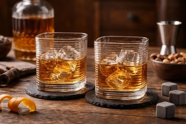 Set_of_2,_Premium_Square_Wave_Textured_Whisky_Glass_Set_�_370_ml_Crystal_Clear_Glasses_for_Whisky,_Cocktails,_Juice_&_Drinks_�_Elegant_Old_Fashioned_Tumblers_for_Home_&_Bar