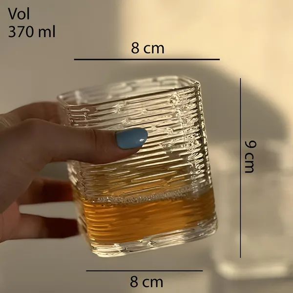 Set_of_4,_Premium_Square_Wave_Textured_Whisky_Glass_Set_�_370_ml_Crystal_Clear_Glasses_for_Whisky,_Cocktails,_Juice_&_Drinks_�_Elegant_Old_Fashioned_Tumblers_for_Home_&_Bar