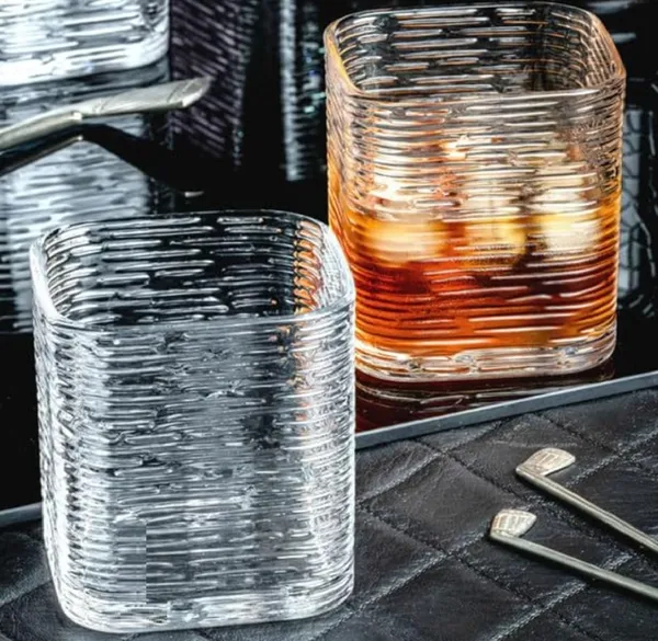 Set_of_4,_Premium_Square_Wave_Textured_Whisky_Glass_Set_�_370_ml_Crystal_Clear_Glasses_for_Whisky,_Cocktails,_Juice_&_Drinks_�_Elegant_Old_Fashioned_Tumblers_for_Home_&_Bar
