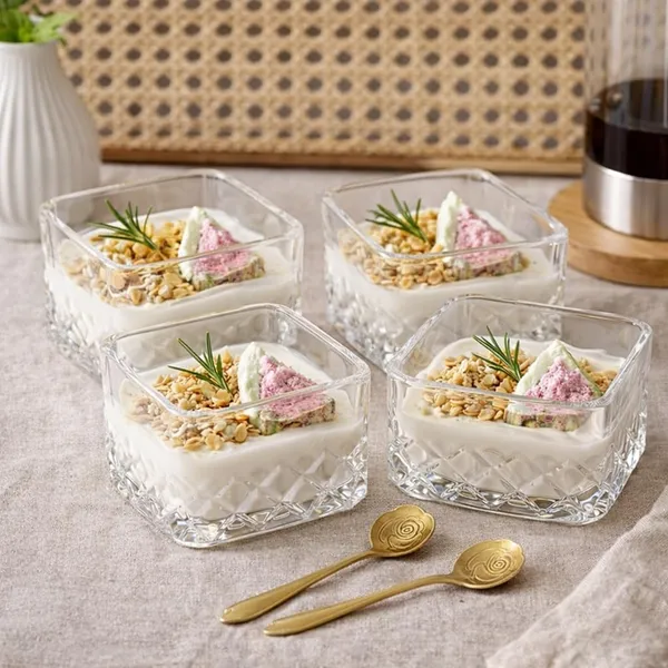 Square_Shaped_Brick_Pattern_Glass_Dessert_Bowls_�_Set_of_4_|_Elegant_Custard,_Yougart,_Nuts,_Ice_Cream_&_Parfait_Serving_Bowls_for_Home_&_Parties,_300_ML