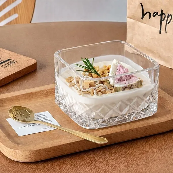 Square_Shaped_Brick_Pattern_Glass_Dessert_Bowls_�_Set_of_4_|_Elegant_Custard,_Yougart,_Nuts,_Ice_Cream_&_Parfait_Serving_Bowls_for_Home_&_Parties,_300_ML