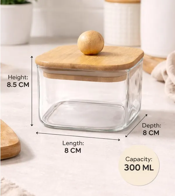 Set_of_4,_Small_Size_300_ML_Square_Borosilicate_Glass_Jar_with_Airtight_Leakproof_Bamboo_Lid_|_Kitchen_Storage_container_for_Sugar,_Coffee,_Tea_&_Spices