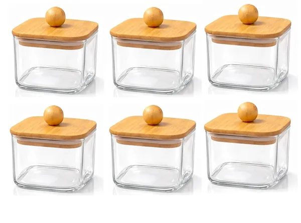 Set_of_6,_Small_Size_300_ML_Square_Borosilicate_Glass_Jar_with_Airtight_Leakproof_Bamboo_Lid_|_Kitchen_Storage_container_for_Sugar,_Coffee,_Tea_&_Spices
