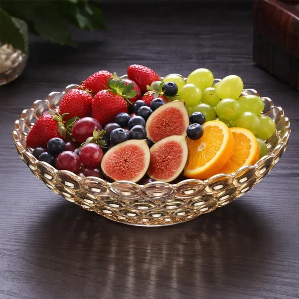 Light_Golden_Glass_Decorative_Bowl_|_12_Inch_(29_cm)_Diameter_|_Hobnail_Textured_Centerpiece_Bowl_for_Potpourri,_Fruits_&_Table_D�cor