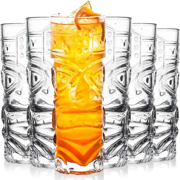 _Tiki_Face_Highball_Glasses_410_ML_Modern_Bar_Cocktail_&Mocktail_Drinking_Glasses,_Highball_Lead-Free_Glasses,_Tumblers_for_Water,_Beer,_6_Pieces_Set