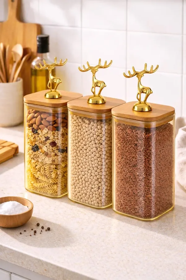 Pack_of_3,_Square_Borosilicate_Glass_Kitchen_Storage_Jars_with_Golden_Deer_Handle_&_Bamboo_Lid_|_Airtight_Silicone_Seal_Containers_for_Cookies,_Snacks,_Dry_Fruits,_Namkeen_750_ML_each