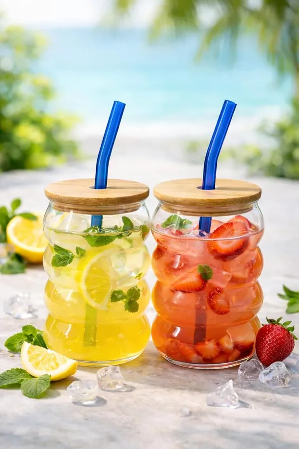 Pack_of_4,_500_ml_Bubble_Design_Glass_Juice_Jar_with_Bamboo_Lid_&_Straw_|_Leak_Proof_Reusable_Glass_Tumbler_Drinking_Cup_with_Food_Grade_Silicone_Seal_for_Juice,_Smoothies_&_Cold_Drinks