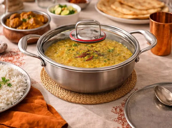 22_CM,_1.8_Litre_Stainless_Steel_Honeycomb_Triply_Non-Stick_Kadhai_with_Glass_Lid_|_Induction_Safe_&_Gas_Compatible_|_Even_Heat_Distribution_|_Cooking_Kadhai