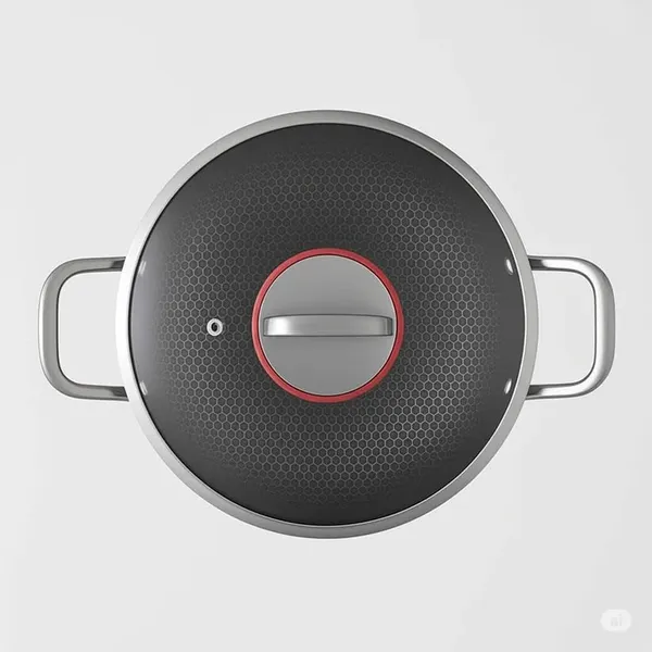 22_CM,_1.8_Litre_Stainless_Steel_Honeycomb_Triply_Non-Stick_Kadhai_with_Glass_Lid_|_Induction_Safe_&_Gas_Compatible_|_Even_Heat_Distribution_|_Cooking_Kadhai