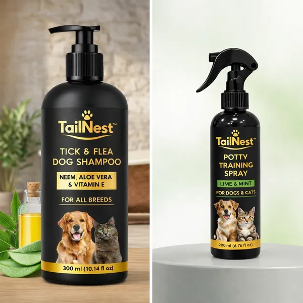 (Pack_Of_2)_Tailnest_Potty_Training_Spray_Lime_Mint_Pet_Toilet_Training_Aid_For_Dogs_Cats_Non_Toxic_Formula_Attracts_Pets_To_Designated_Area_200_Ml_And_Dry_Foaming_Shampoo