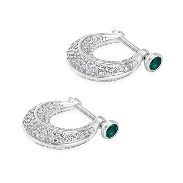 Emerald_And_Diamond_Hoop_Earrings_In_Sterling_Silver