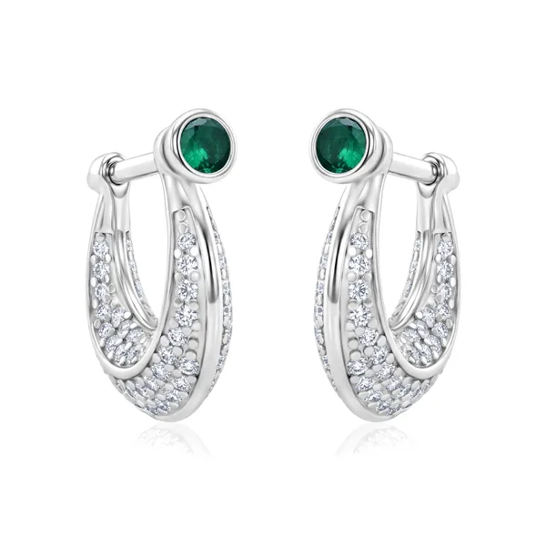 Emerald_And_Diamond_Hoop_Earrings_In_Sterling_Silver