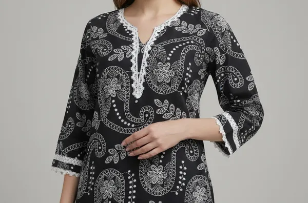 Black_And_White_Paisley_Print_Ethnic_Kurta_Pyjama_Set_For_Women