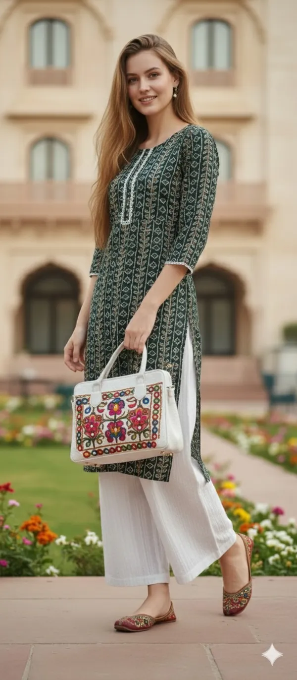 Women'S_Green_Printed_Kurta