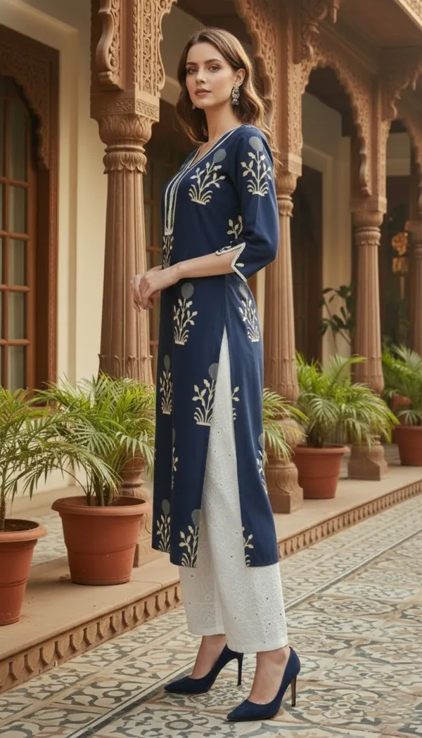 Navy_Blue_Embroidered_Kurta