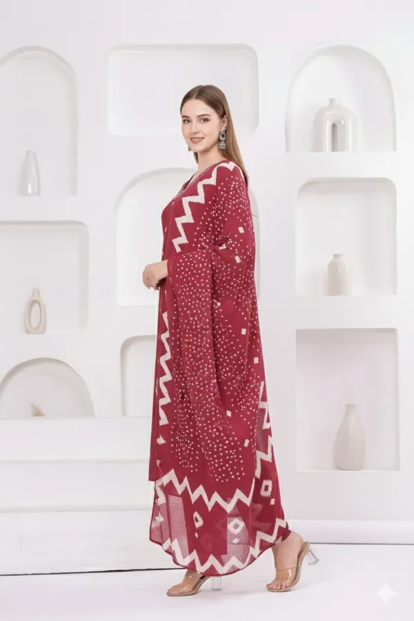 Red_Bandhani_Print_Kurta_Set_With_Dupatta_Ethnic_Wear_For_Women