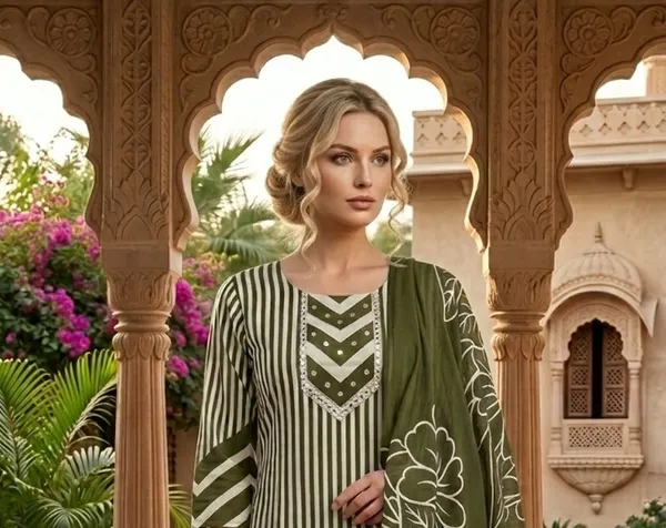 Olive_Green_Floral_Embroidered_Kurta_Set_With_Dupatta