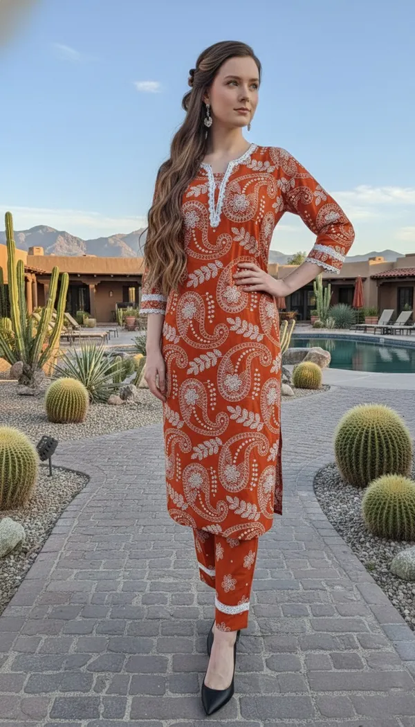 Orange_Paisley_Print_Kurta_Set_With_White_Embroidered