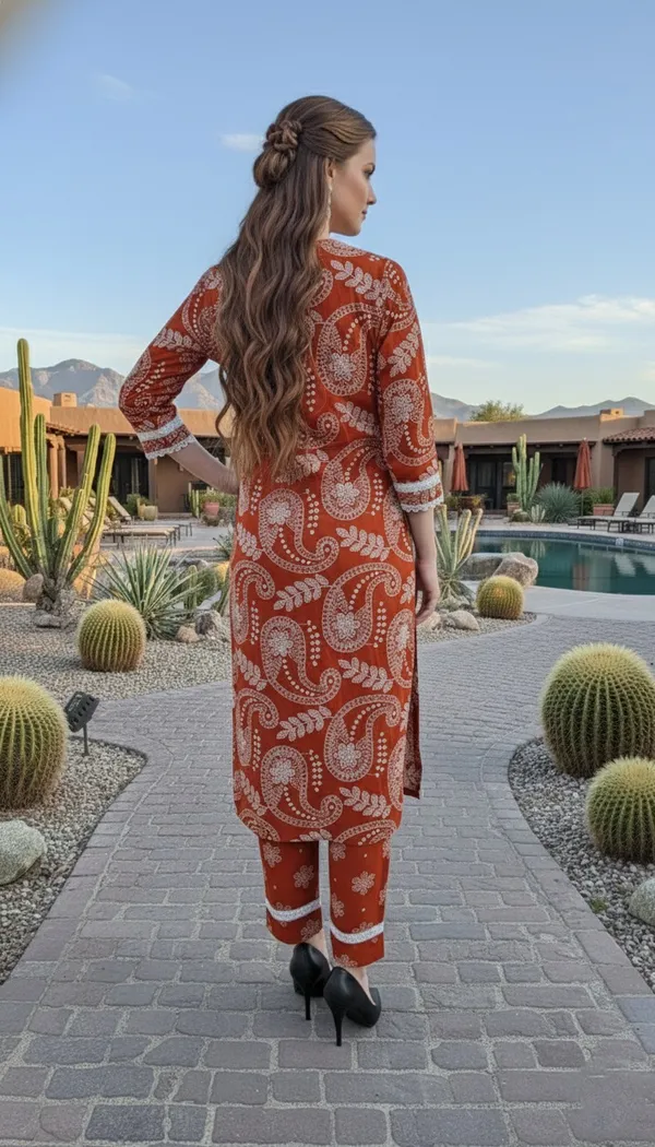 Orange_Paisley_Print_Kurta_Set_With_White_Embroidered