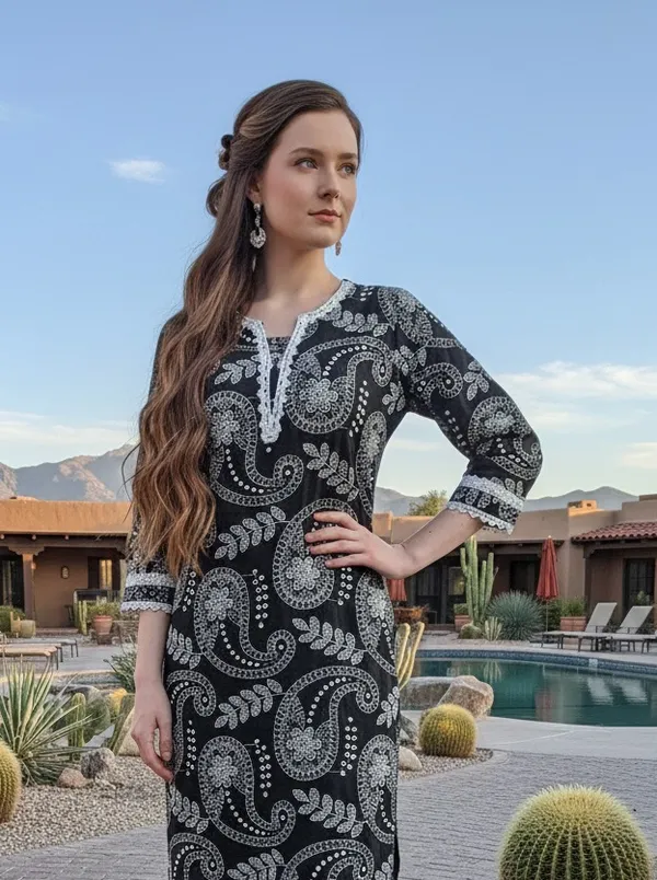 Black_And_White_Paisley_Print_Ethnic_Kurta_Pyjama_Set_For_Women