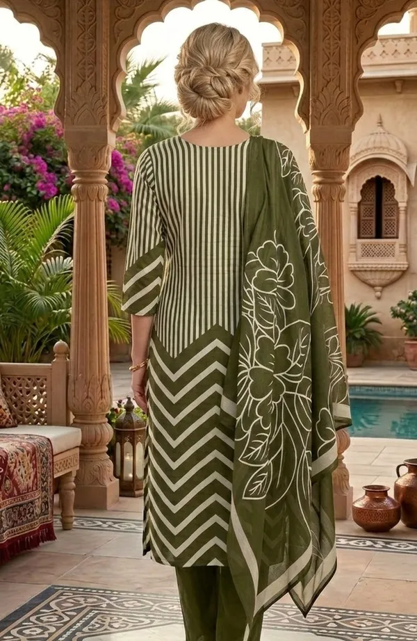Olive_Green_Floral_Embroidered_Kurta_Set_With_Dupatta