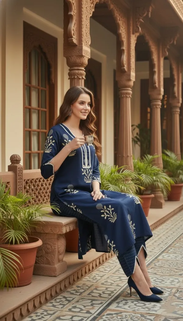 Navy_Blue_Embroidered_Kurta_Set_With_Pants