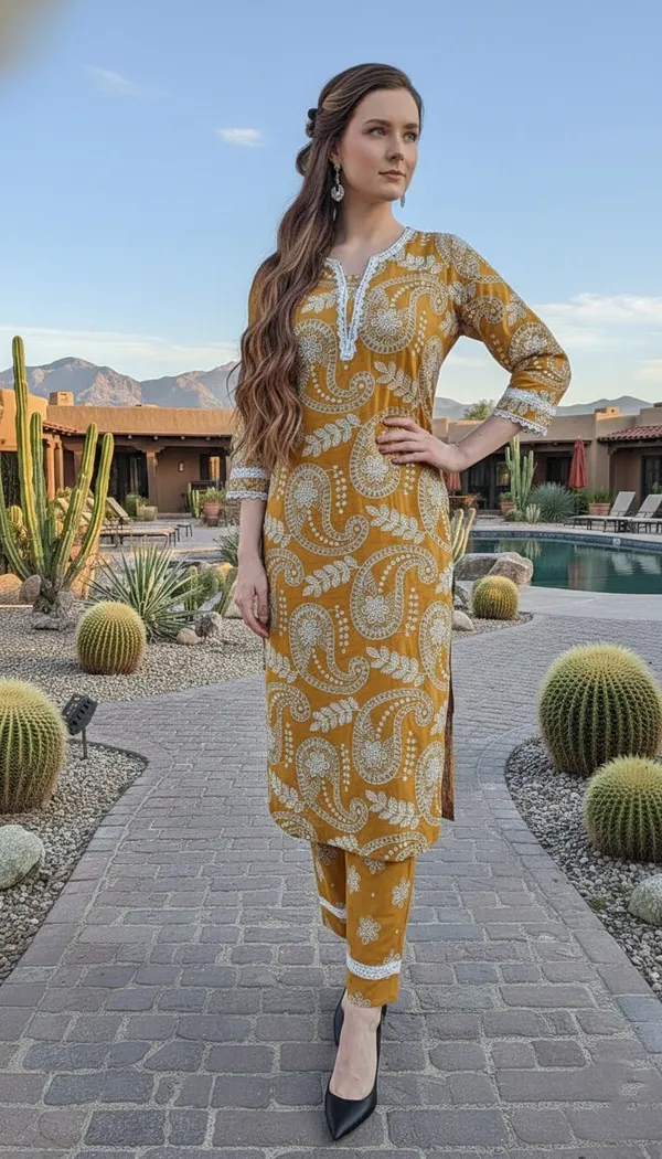 Mustard_Yellow_Ethnic_Kurta_Set_With_Floral_Print