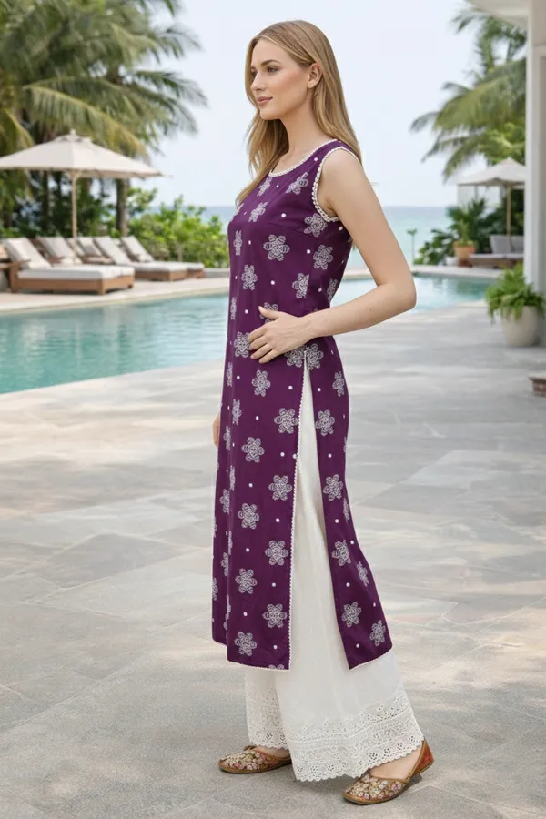 Purple_Floral_Embroidered_Sleeveless_Kurti_With_Pom_Pom_Neck_Detail