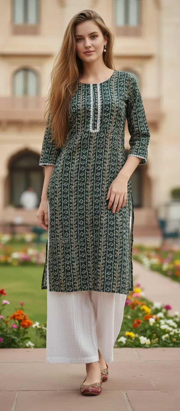 Women'S_Green_Printed_Kurta