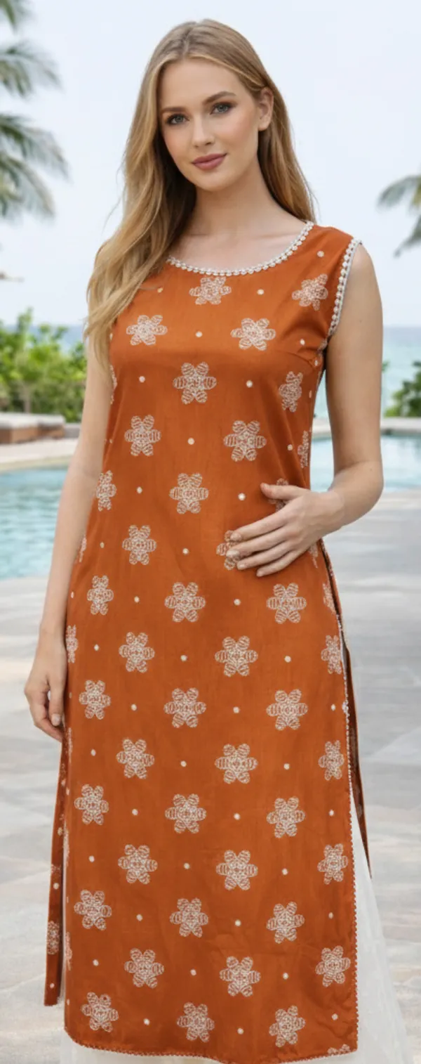Orange_Floral_Embroidered_Kurta
