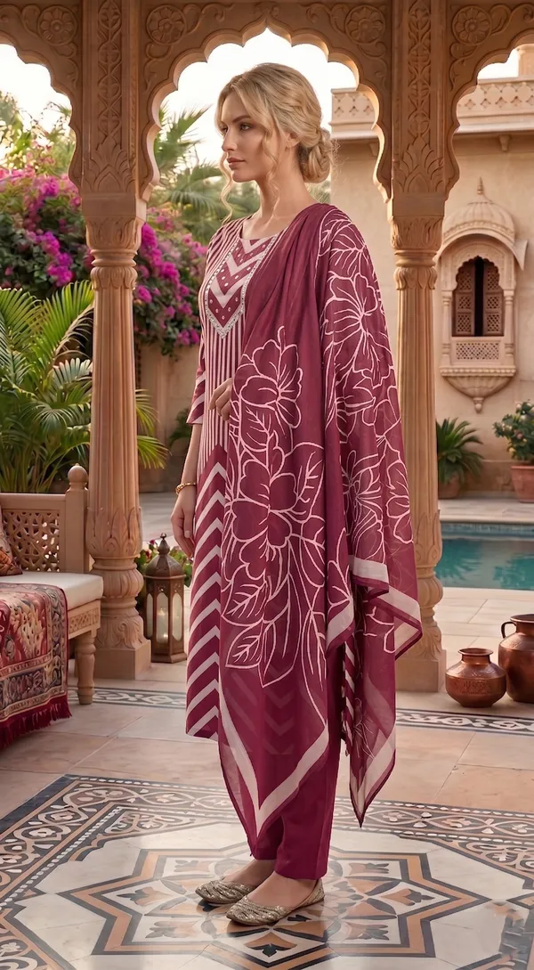 Pink_Floral_Embroidered_Kurta_Set_With_Dupatta
