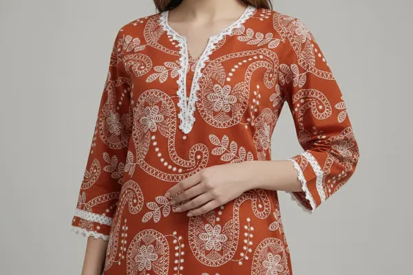 Orange_Paisley_Print_Kurta_Set_With_White_Embroidered