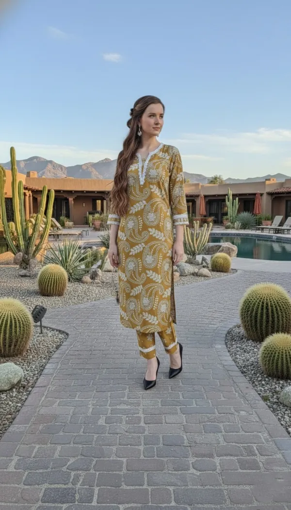 Mustard_Yellow_Ethnic_Kurta_Set_With_Floral_Print