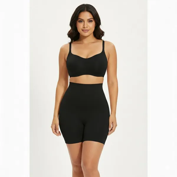 Black_Nylon_Blend_High_Waist_Shapewear_For_Women