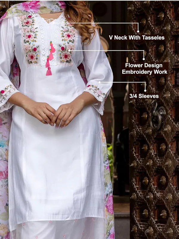 White_Embroidered_Cotton_Kurta_Set_With_Floral_Dupatta