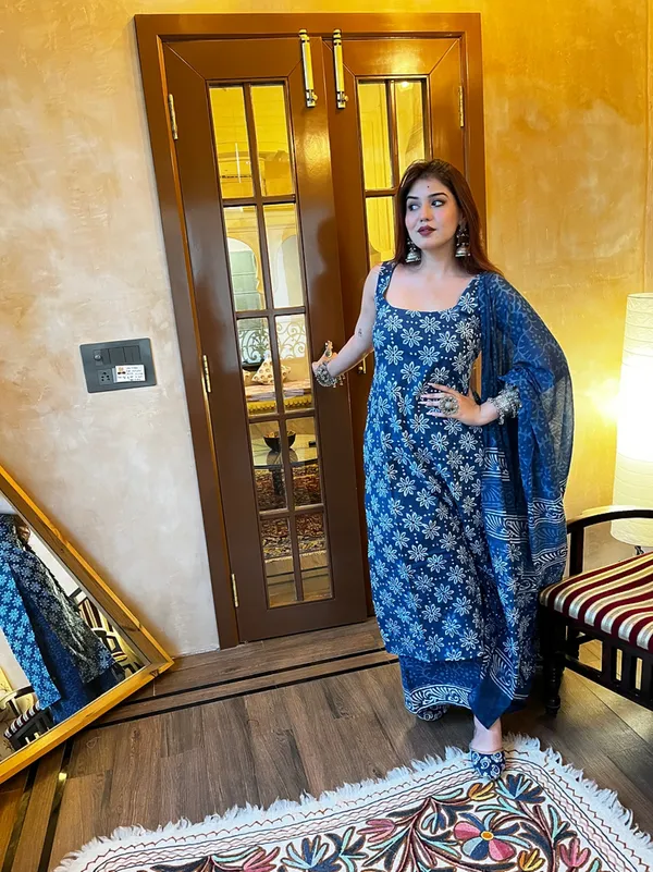 Blue_Floral_Embroidered_Ethnic_Kurta_Set_With_Dupatta