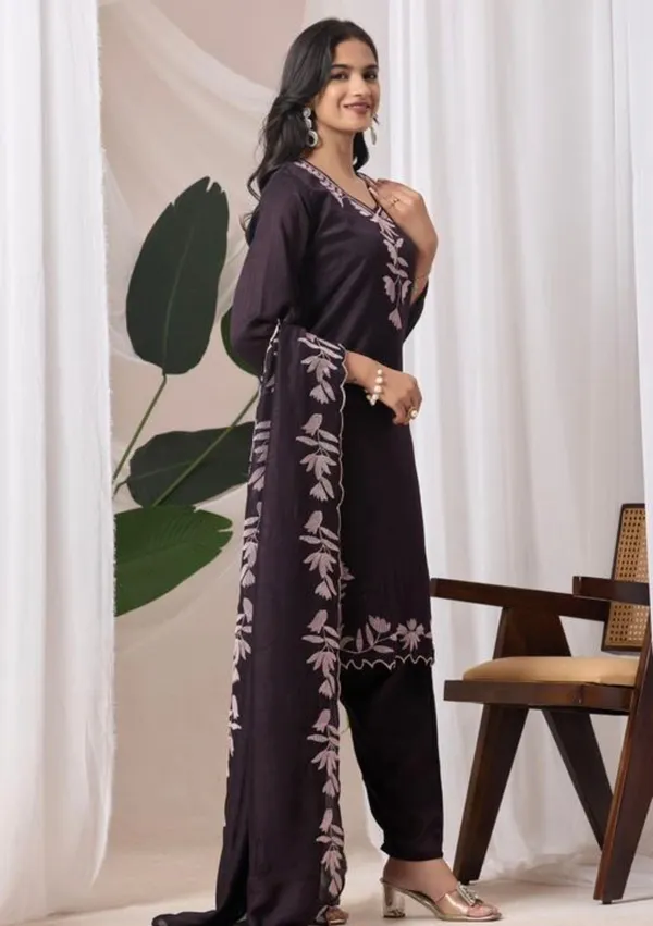 Women's_Embroidered_Cotton_Suit_Set_Black_With_Lavender_Floral_Embroidery