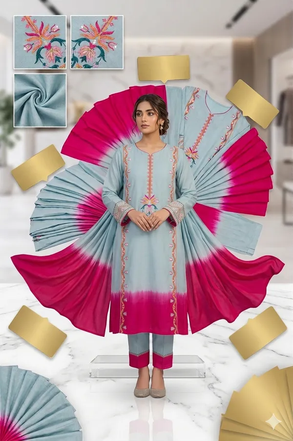 Sky_Blue_Embroidered_Kurta_Set_With_Flared_Sleeves_And_Pink_Ombre_Dupatta