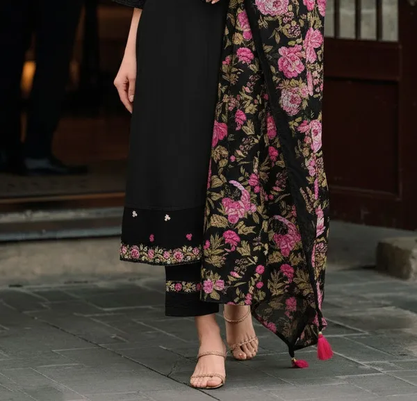Black_Floral_Embroidered_Pakistani_Suit_Set_With_Pink_Tassels_3_Piece_Ethnic_Wear