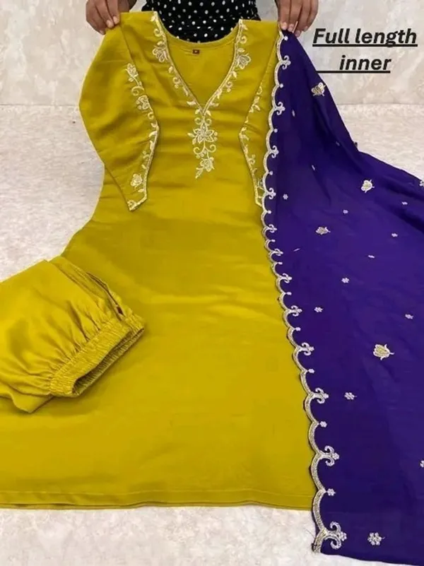 Yellow_&_Purple_Embroidered_Kurta_Set_With_Dupatta